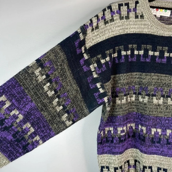 VINTAGE Mens 80’s 90’s Dad Sweater Pacific Coast Highway Patterned Knit Size XL - Picture 5 of 11